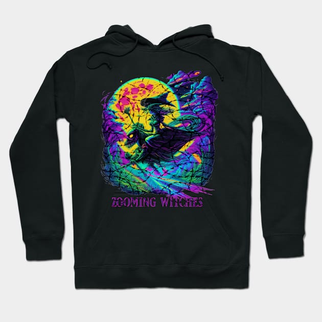 Zooming Witches Halloween Hoodie by Carantined Chao$